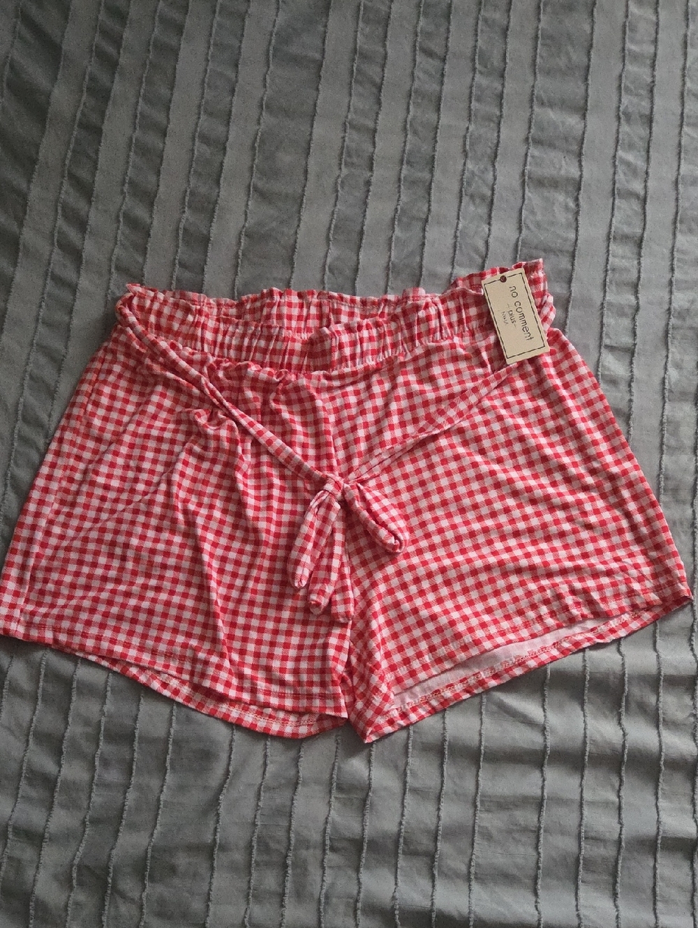 Women’s High Waist Gingham Shorts - Red